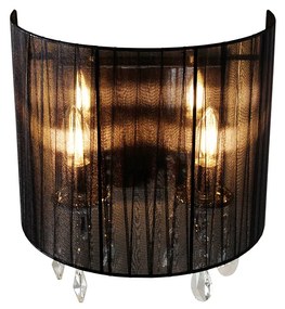 Applique da parete cromata classica con paralume nero - Ann-Kathrin 2