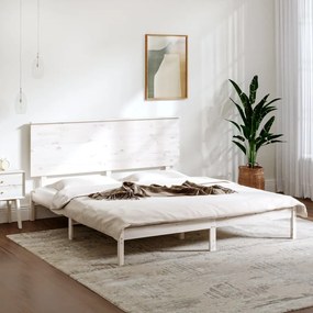 Giroletto Senza Materasso Bianco 200x200 Cm Legno Massello Pino /