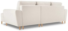 Divano angolare beige allungabile e con contenitore (con penisola a destra/con chaise lounge) con rivestimento in bouclé Kyoto – Cosmopolitan Design