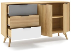 Cassettiera bassa in legno di pino in colore naturale 140x81 cm Elfa - Marckeric