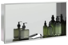 Nicchia Per Doccia Argento Spazzolato 62x32x9cm İn Acciaio Inox /