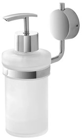 Dispenser sapone a muro acciaio cromo e vetro doppio fissaggio Plaza