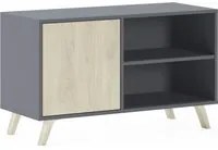 Mobile TV 95x40x57cm soggiorno salotto con porta sinistra colore Grigio Antracite e colore porta Rovere modello Wind