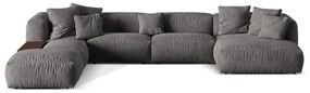 Divano angolare componibile grigio (con penisola a sinistra/a U) con rivestimento in velluto Martina – Micadoni