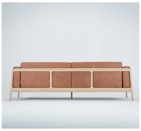 Divano in pelle di bufalo marrone cognac con struttura in rovere massiccio , 240 cm Fawn - Gazzda