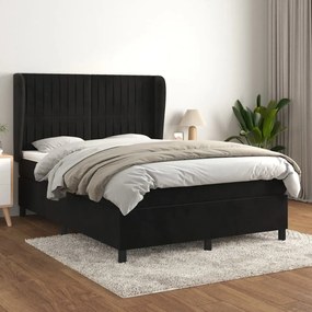 Giroletto A Molle Con Materasso Nero 140x190 Cm İn Velluto /