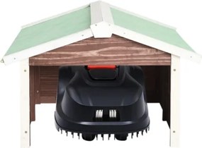 Casetta per Tosaerba Robotizzato 72x87x50 cm Mocca Bianca Abete