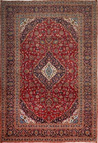 Kashan Tappeto persiano 370 x 250 Blu (Iran) Annodato A Mano