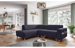 Divano angolare color antracite allungabile e con contenitore (penisola a sinistra/a L) Classy Sophie – Miuform