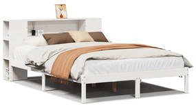 Letto libreria senza materasso bianco 150x200 cm legno di pino