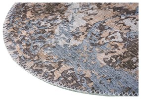 Tappeto rotondo azzurro/marrone chiaro lavabile ø 120 cm Sandstorm – Vitaus