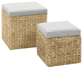 Set Pouf 2 Pz İn Giunco Grigio /