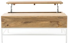 Tavolino basso sollevabile in legno di mango e metallo bianco BOHO