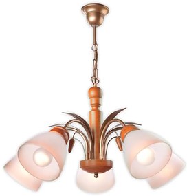 Lampadario a catena TULIPAN 5xE27/60W/230V faggio