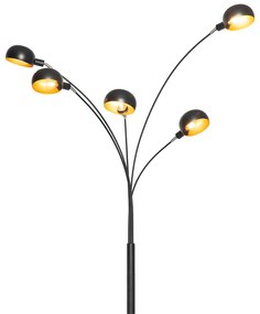 Lampada da terra di design nera con oro 5 luci - Sixties Marmo