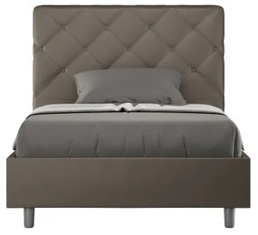 Letto una piazza e mezza contenitore imbottito 120x210 similpelle cappuccino Priya