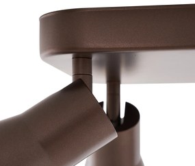 Faretto da soffitto quadrato 4 luci GU10 50 mm bronzo scuro - Stanley