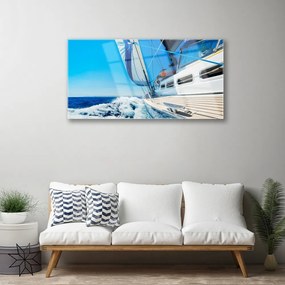 Quadro vetro acrilico Paesaggio marino in barca 100x50 cm