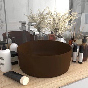 Lavandino Lusso Rotondo Marrone Scuro Opaco 40x15cm İn Ceramica /