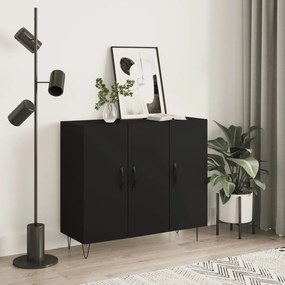 Credenza nera 90x34x80 cm in legno multistrato