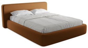 Letto matrimoniale imbottito in terracotta con vano contenitore con griglia da 160x200 cm Kiana - Makamii