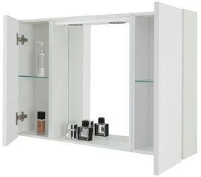 Specchio contenitore LED 91x61 cm bianco lucido con ante laterali Way