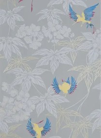Osborne & Little Carta da parati Grove Garden - Grey/ Yellow/ Cameo Blue