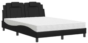 Letto con materasso nero 140x200 cm in similpelle