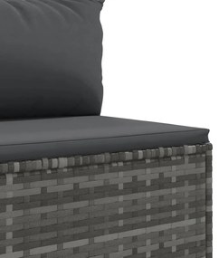 Set divani da giardino 6 pz con cuscini in polyrattan grigio