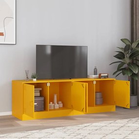 Mobili Tv 2 Pz Giallo Senape 67x39x44 Cm İn Acciaio /
