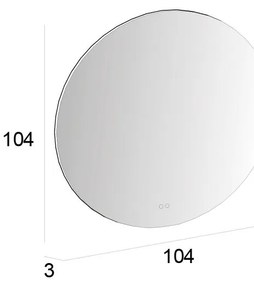 Specchio con illuminazione integrata bagno tondo Bohemia L 104 x H 104 x P 3 cm