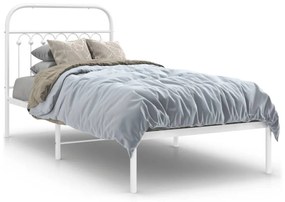 Giroletto Con Testiera Metallo Bianco 90x190 Cm /