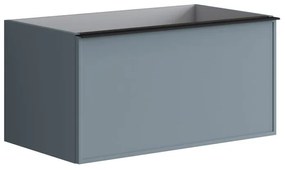 Mobile da bagno sospeso sotto lavabo L 80 x H 40 x P 45.5 cm blu laccato opaco, 2 cassetti Pixel frame