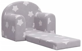 Divano letto bambini grigio chiaro con stelle morbido peluche