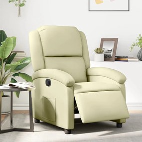 Poltrona Reclinabile Elettrica Crema İn Vera Pelle /