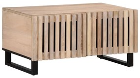 Tavolino Da Salotto Bianco 80x51x40 Cm Legno Massello Di Mango /