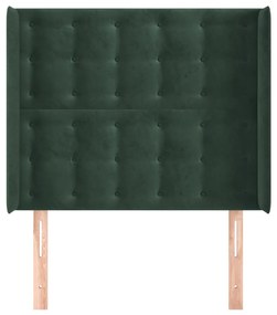 Testiera ad orecchio verde scuro 83x16x118/128 cm in velluto