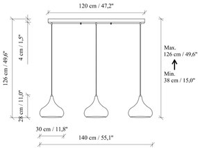 Lampadario a sospensione su cavo MUBA 3xE27/40W/230V in rame