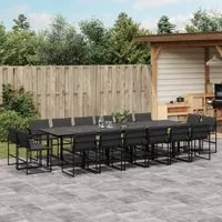 Set da Pranzo da Giardino 17 pz con Cuscini Nero in Textilene 3295082