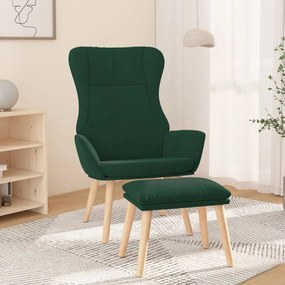 Poltrona Relax Con Poggiapiedi Verde Scuro İn Tessuto /