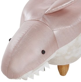 Pouf animaletto in tessuto rosa e bianco SHARK Beliani