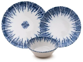Servizio 12 piatti porcellana decori blu