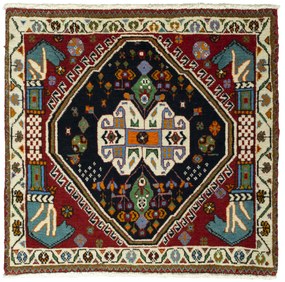 Shiraz Tappeto 70x70 Rosso (Iran) Annodato A Mano