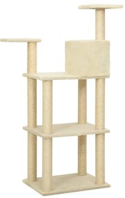 Albero per gatti con tiragraffi in sisal crema 119 cm
