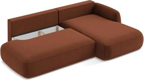 Divano angolare color terracotta allungabile (con penisola a destra/con chaise lounge) Hale – Makamii