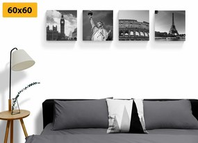Set di quadri – Monumenti storici in bianco e nero