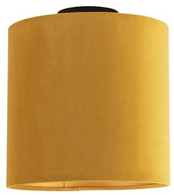 Plafoniera con paralume in velluto ocra con oro 25 cm - Combi nero