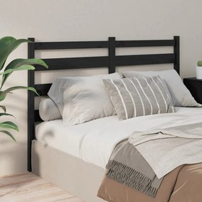 Testiera per letto nera 141x4x100 cm in legno massello di pino