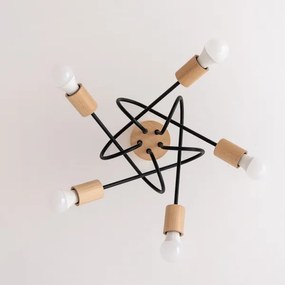 Lampadario a plafone OXFORD 5xE27/15W/230V, finitura pino/nero