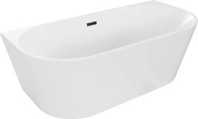 Mexen Oval vasca da bagno autoportante adiacente alla parete 180 x 80 cm, bianca, tracimazione nera - 52671808000-70